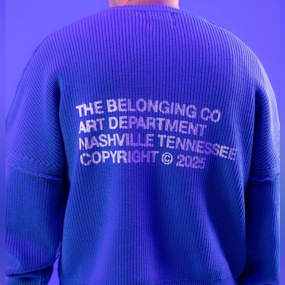 The Belonging Conference Church Merch Apparel Blue Sweater Unisex NWOT XL - Picture 2 of 14